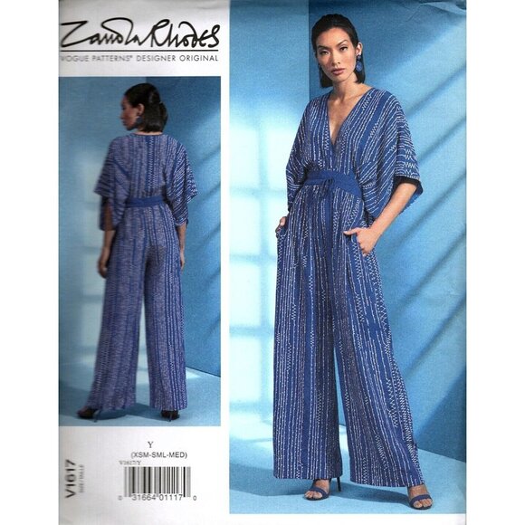 Vogue V1617 Misses XS to M Zandra Rhodes Surplice Jumpsuit UNCUT Sewing Pattern - Picture 1 of 2